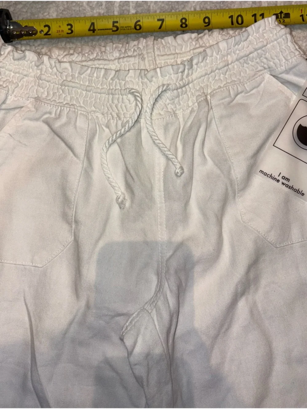 Ci Sono White Linen-Blend Pants with Drawstring - Picture 2 of 4